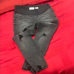 Maternity Under Bump Black Distressed Jeans